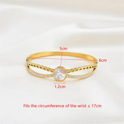 Trendy Titanium Steel White Shell Bracelet Women's Simple Micro Zircon Stainless Steel Gold Bracelet For Women