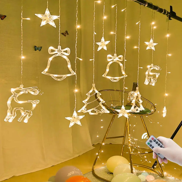 LED Christmas String Lights Garland Fairy Lights Star Lamp Outdoor Curtain