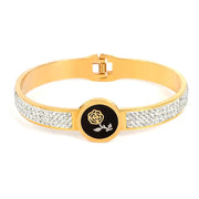 Latest Beautiful Flower Gold Bracelet For Women Titanium Steel Black