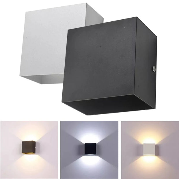 Dimmable 6W 85-265V Cube COB LED Indoor Lighting White/Black Wall Lamp Modern Home Lighting Decoration Sconce Lamp