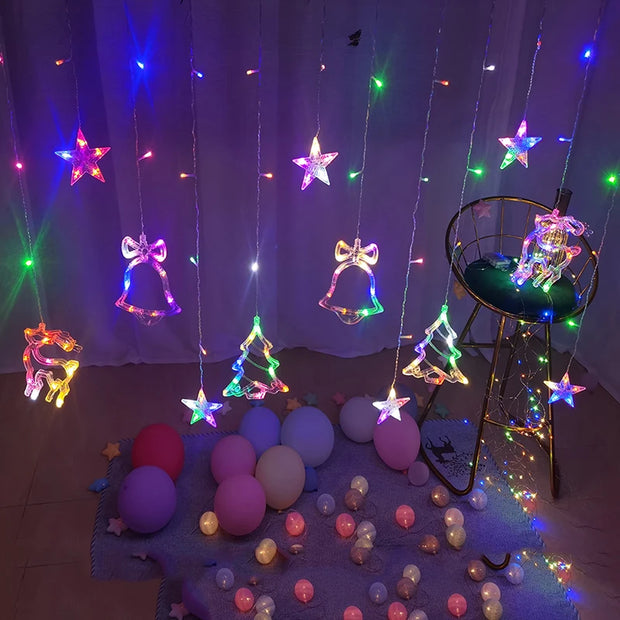 LED Christmas String Lights Garland Fairy Lights Star Lamp Outdoor Curtain