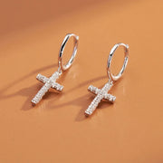 New Arrival 925 Sterling Silver Earrings  Zircon Cross Drop Earrings For Women