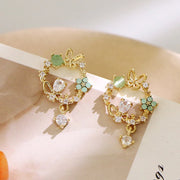 New Korean Hot Fashion Jewelry Fresh Cute Hook Drop Oil Flower Stud Earrings