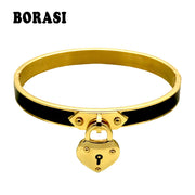 New Arrival Fashion Jewelry Charm Lock Heart Bracelets For Women pulseira Gold-Color Black