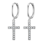 New Arrival 925 Sterling Silver Earrings  Zircon Cross Drop Earrings For Women