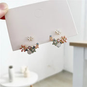 New Korean Hot Fashion Jewelry Fresh Cute Hook Drop Oil Flower Stud Earrings