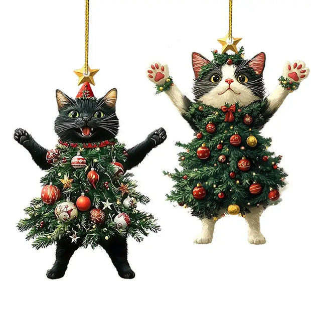 Cat Ornaments For Christmas Tree Rearview Christmas Cat Charm Ornament Vehicle