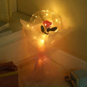 LED Luminous Balloon Rose Bouquet Light Transparent Balloons Flower for Wedding Party Valentines Day Decor Birthday Thanksgiving