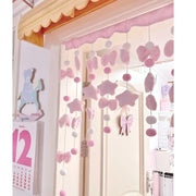 Pink Cute Bow Short Curtain Thread Partition Hanging Window Decor Dormitory Doorway Curtains Bathroom Door Curtain Girls Bedroom