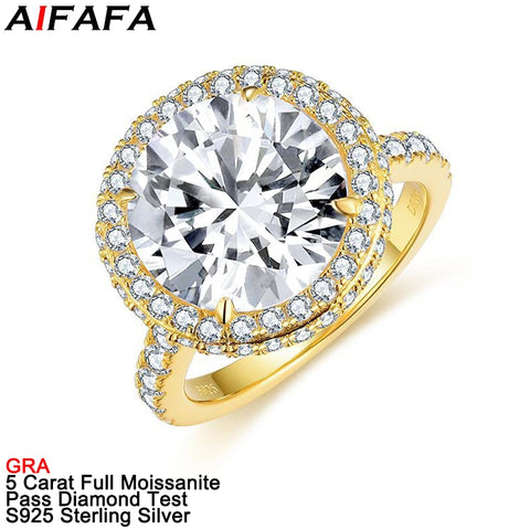 5 Carat D Color Full Moissanite Gold Women Rings 925 Silver Shine