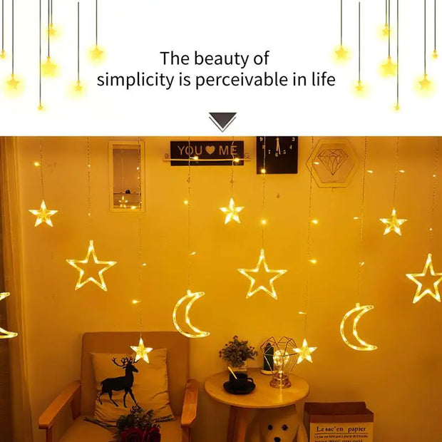 Halloween Decoration LED Copper Wire Star Light Christmas Garland Wedding Curtain Lamp