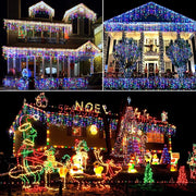 Solar Curtain Icicle Lights Christmas Lights Outdoor Waterproof Eaves Decor String Lights for Yard Party Holiday Decorations