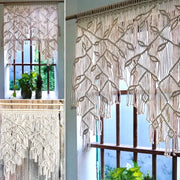 Bohemian Hand-Woven Tapestry Curtains Leaf Pattern Tassel Sofa Bedside Background Wall Hanging Room Decoration Curtain Tapestry