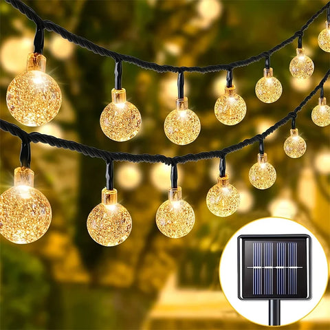 Solar Crystal Ball Bubble Light String Solar Outdoor Light Strip 8 Lighting Modes Solar Light String For Garden Camping Party