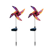 2pcs Fence With LED Lights 8 Modes Pathway Yard Decoration Solar Wind Spinner Pinwheels Fairy Outdoor Garden Stake Patio Lawn