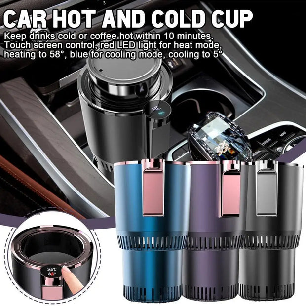 Smart Car 2-In-1 Hot And Cold Cup Drinks Holder Home Fast Refrigeration Cooling/Heating Mini Touch Screen Beverage Mug Drink Can