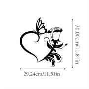 CIFBUY Deco Heart Metal Home Art Decor Unique Heart Rose Sign Metal Wall Mounted Art Butterfly Wall Hanging Geometric Ornament L