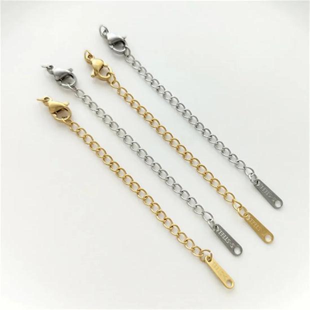 Titanium Steel Extended Chain Golden White Gold Lobster Buckle Tail Chain