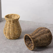 Indoor Desktop Cabinet Decoration Vase Handmade Hand Woven Plastic Vine Vase Flower Rustic Style Rattan Storage Basket Party