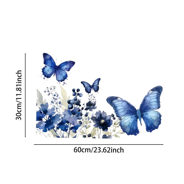 Wall Art Stickers Home Art Bookcase Ornaments Classroom Kitchen Living Room PVC 23.62inchx11.81inch Blue Butterfly Wall Stickers