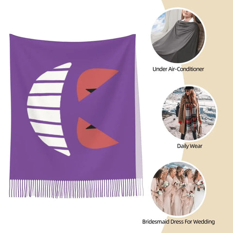 Womens Scarf with Tassel Pokemon Gengar's Face Large Winter Fall Shawl