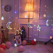 3.5M LED Moon Star Lamp Curtain Light Christmas Garland Fairy Lights Indoor For Home