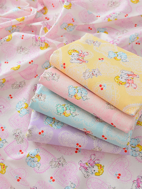 Pure Cotton Fabric Love Animals Baby and Children Cartoon Printed for Sewing Bed Sheet and Quilt Cover Handmade by Half Meter