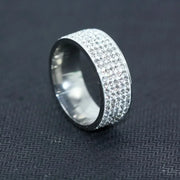 Shine Silver and Gold Color Women Ring Round Inlaid White Zircon Ring