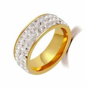 Shine Silver and Gold Color Women Ring Round Inlaid White Zircon Ring