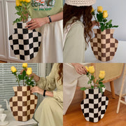 Medieval Desktop Decoration Large Vase Checkerboard Vase Paper Cover Ornaments Flowers Flower Arrangement Ornaments Household