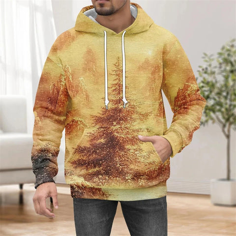 Fashion Christmas Themed men's Oversize Pullover 3D Printed Christmas Tree Snow men's Hoodies