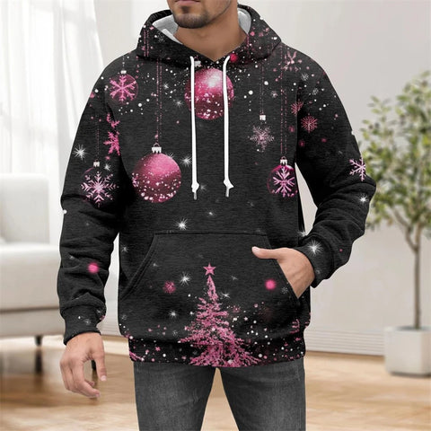 Fashion Christmas Themed men's Oversize Pullover 3D Printed Christmas Tree Snow men's Hoodies