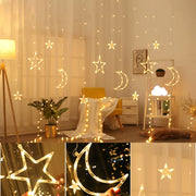 3.5M LED Moon Star Lamp Curtain Light Christmas Garland Fairy Lights Indoor For Home