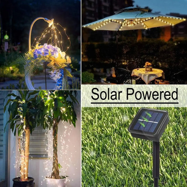 LED Solar Firefly Bunch Lights 8 Flashing Modes String Lights Decorative Vine Solar Lights Outdoor Garden Tent Christmas Decor