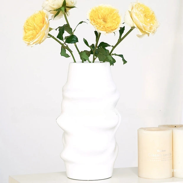 Ins Plastic Vase Creative Flower Vase Dry Flower Arrangement Bottle Desktop Ornament Display Plant Pot Home Decoration Vase