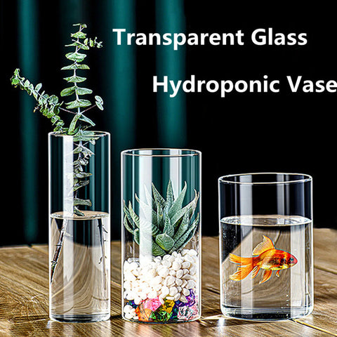 Clear Flower Vase Glass Hydroponic Vase High Borosilicate Glass Vase Cylinder Flower Vase Candle Holders Wedding Home Decor