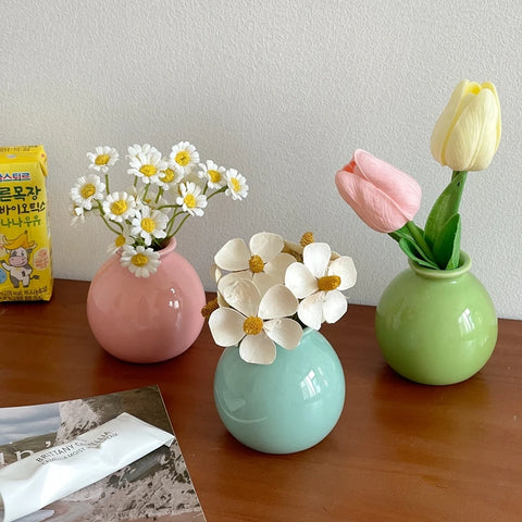 Ceramic Flower Vase Pot Hydroponics Bottle Japanese Vase for Plants Office Desktop Ornament Home Room Decor ваза для цветов