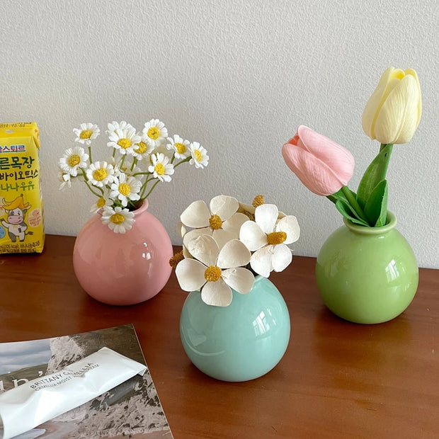 Ceramic Flower Vase Pot Hydroponics Bottle Japanese Vase for Plants Office Desktop Ornament Home Room Decor ваза для цветов