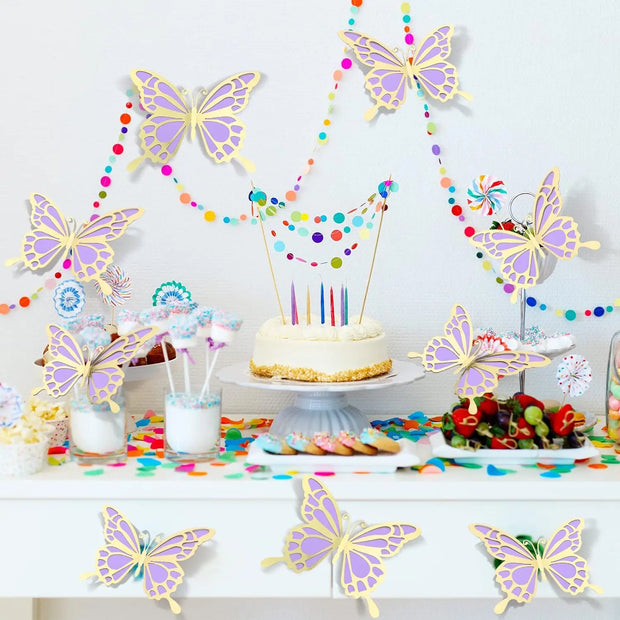 12 sets 3D Large Butterfly Party Decoration 2 Layer Giant Paper Big Butterfly Stickers Wall Decoration for Birthday Baby Shower