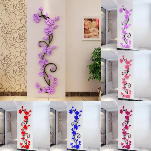 1Pcs 3D DIY Vase Flower Tree Removable Art Vinyl Wall Stickers Decal Mural Home Decor For Home Bedroom Decoration Hot Sale