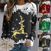 Christmas Pullovers Theme Snowman 3D Print O-Neck Long Sleeve Fashion Women clothing