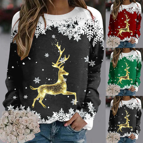 Christmas Pullovers Theme Snowman 3D Print O-Neck Long Sleeve Fashion Women clothing