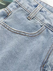 Plus Size Women Clothing Denim Shorts Ripped Hole Design Pockets On Both Sides Summer Sand Washed Jeans Large Size Casual Shorts