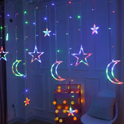 3.5M LED Moon Star Lamp Curtain Light Christmas Garland Fairy Lights Indoor For Home