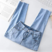 55-100kg Summer Plus Size Women Clothing Jeans Woman High Waist Mom Jeans Female Pants Cotton Elastic Denim Pants Harem Jeans