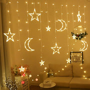 3.5M LED Moon Star Lamp Curtain Light Christmas Garland Fairy Lights Indoor For Home