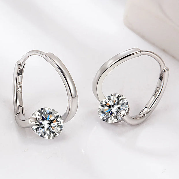 925 Sterling Silver Crystal Jewelry Fashion Spiral Hoop Earrings For Women