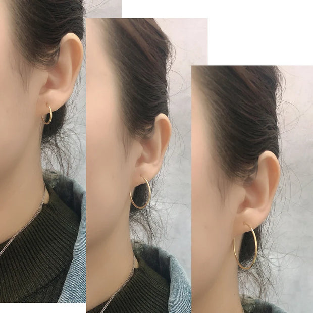 TrustDavis Real 925 Sterling Silver Earring Fashion Simple Korean Hoop Earrings For Women