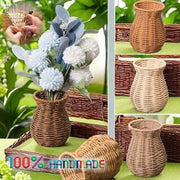 Indoor Desktop Cabinet Decoration Vase Handmade Hand Woven Plastic Vine Vase Flower Rustic Style Rattan Storage Basket Party