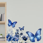 Wall Art Stickers Home Art Bookcase Ornaments Classroom Kitchen Living Room PVC 23.62inchx11.81inch Blue Butterfly Wall Stickers